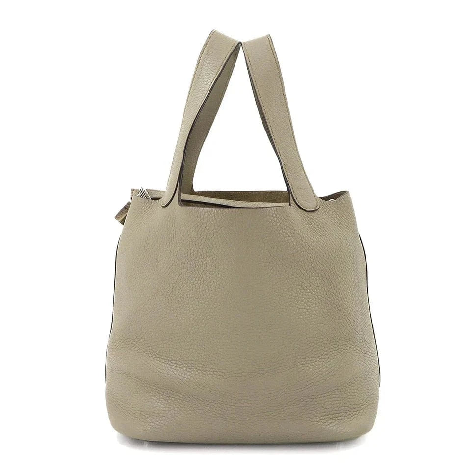 Luxury Promise Japan HERMES Picotin Lock MM Hand Bag Taurillon Clemence Sauge Purse 90289237