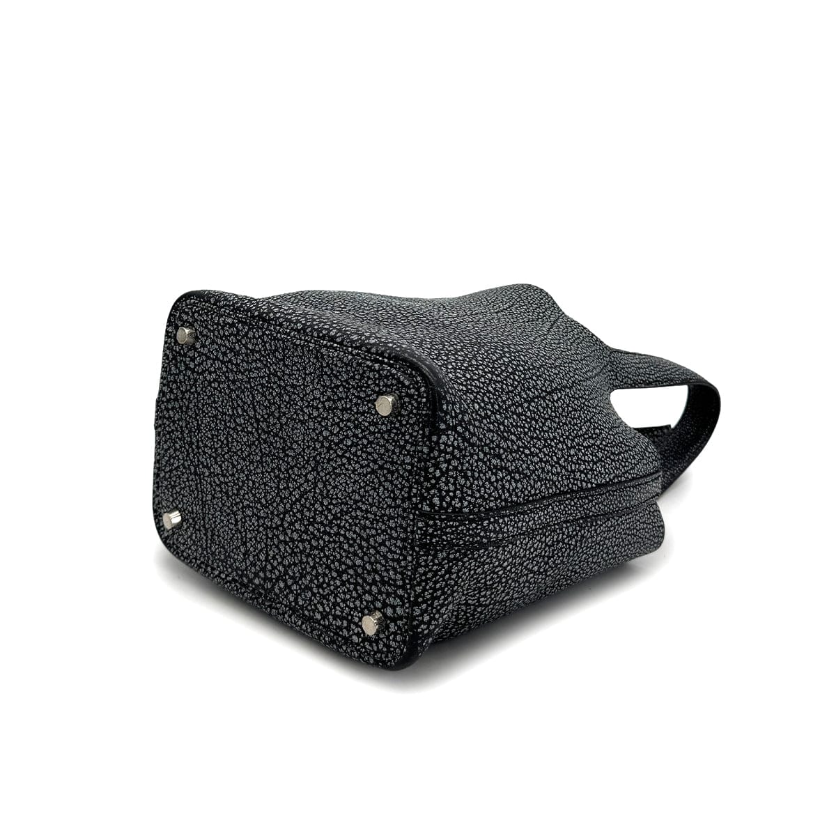Luxury Promise Japan HERMES PICOTIN PM BLACK DALMATIAN BUFFLE SKIPPER HAND BAG 2003 SQUARE G PALLADIUM HARDWARE 90324284