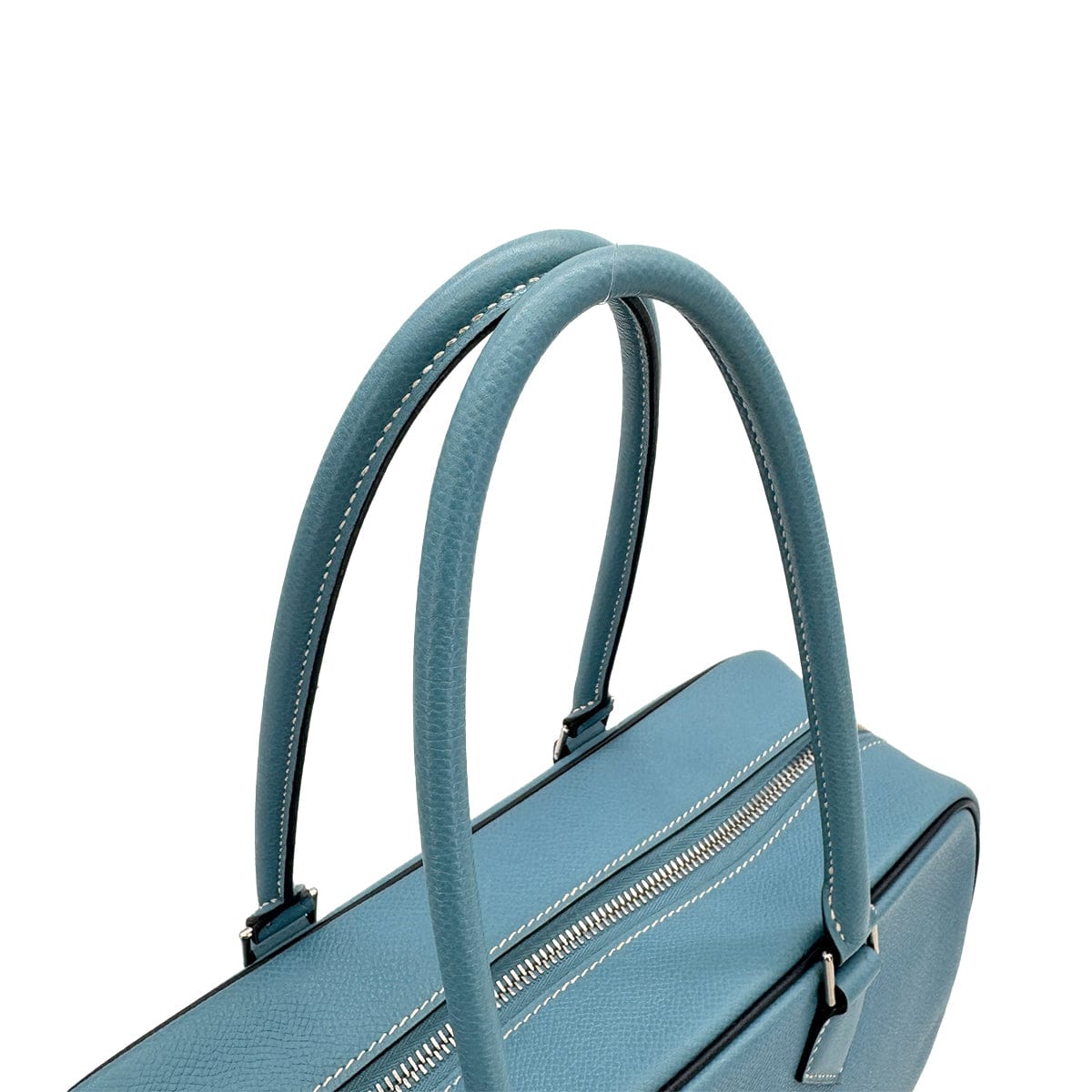 Luxury Promise Japan HERMES PLUME 28 BLUE JEAN VEAU EPSOM HAND BAG 2006 SQUARE J PALLADIUM HARDWARE 90322288
