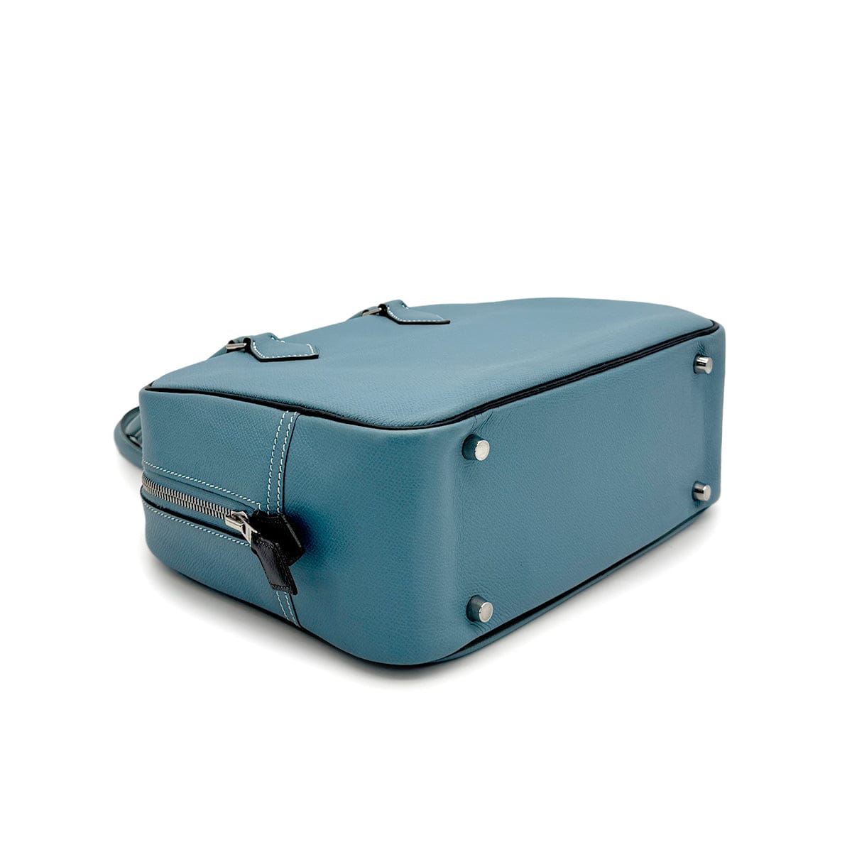 Luxury Promise Japan HERMES PLUME 28 BLUE JEAN VEAU EPSOM HAND BAG 2006 SQUARE J PALLADIUM HARDWARE 90322288