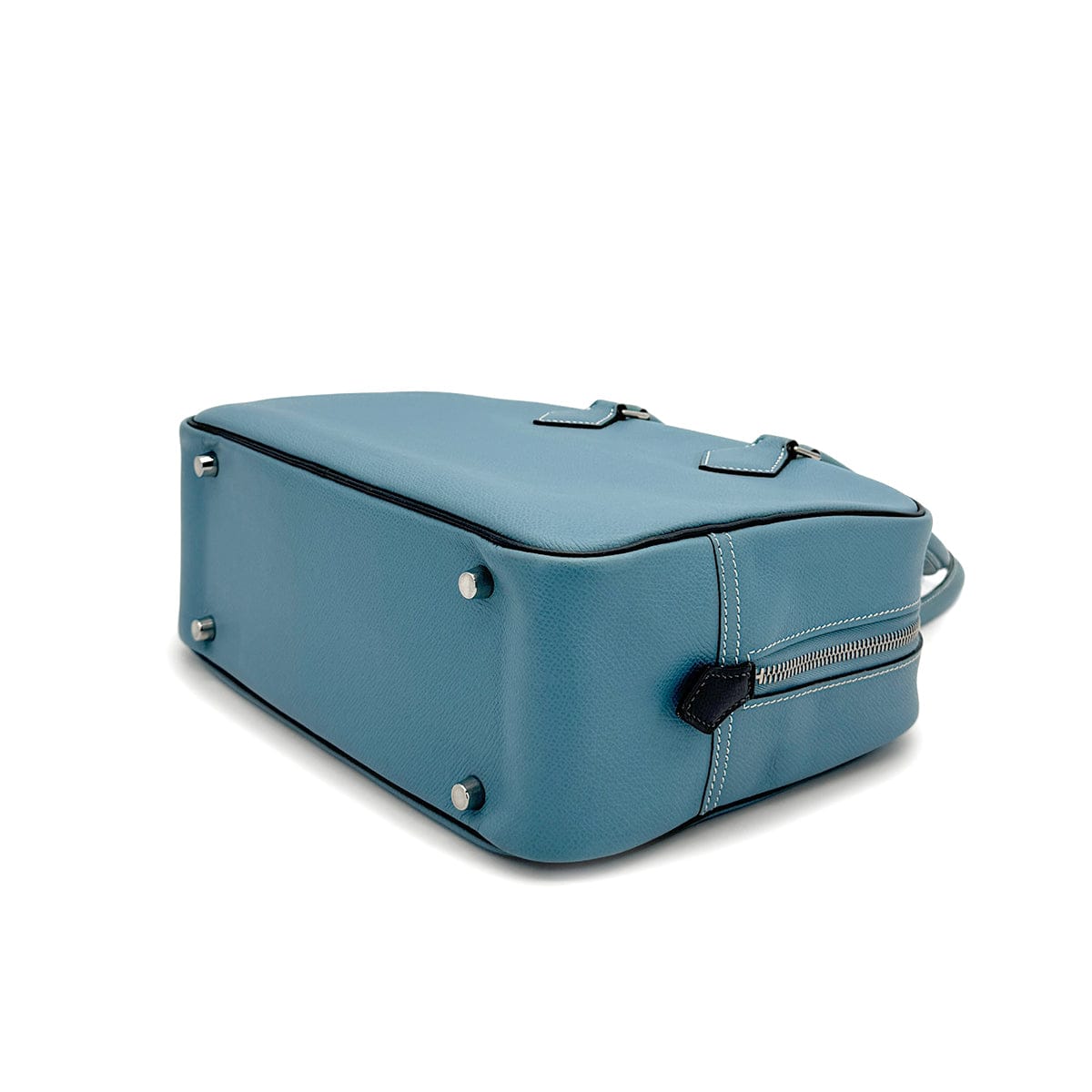 Luxury Promise Japan HERMES PLUME 28 BLUE JEAN VEAU EPSOM HAND BAG 2006 SQUARE J PALLADIUM HARDWARE 90322288