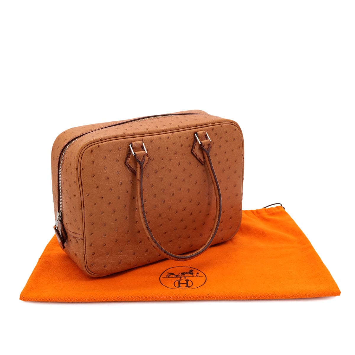 Luxury Promise Japan HERMES PLUME 28 CHESTNUT OSTRICH HAND BAG □L SHW 90300864