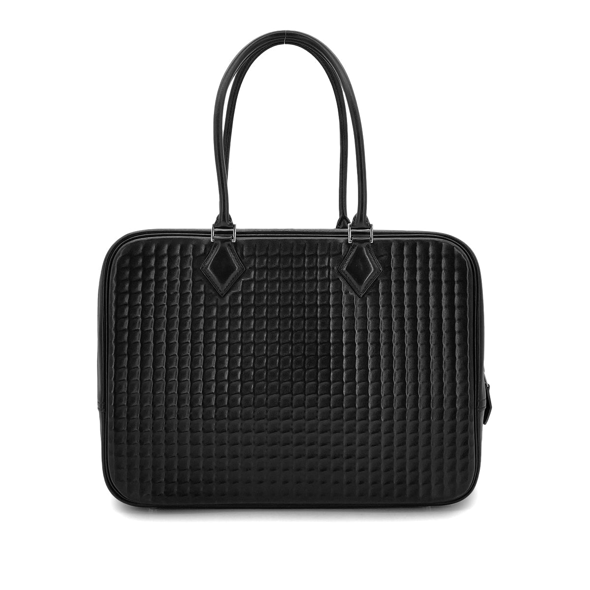 Luxury Promise Japan HERMES PLUME 32 HAND BAG WAFFLE DEUTCH BLACK □G SHW 90301694