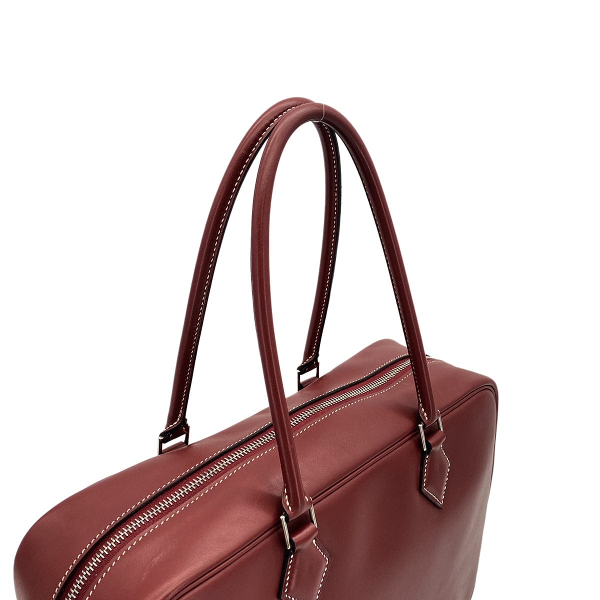Luxury Promise Japan HERMES PLUME 32 ROUGE H BOXCALF HAND BAG 2001 SQUARE E PALLADIUM HARDWARE 90324807