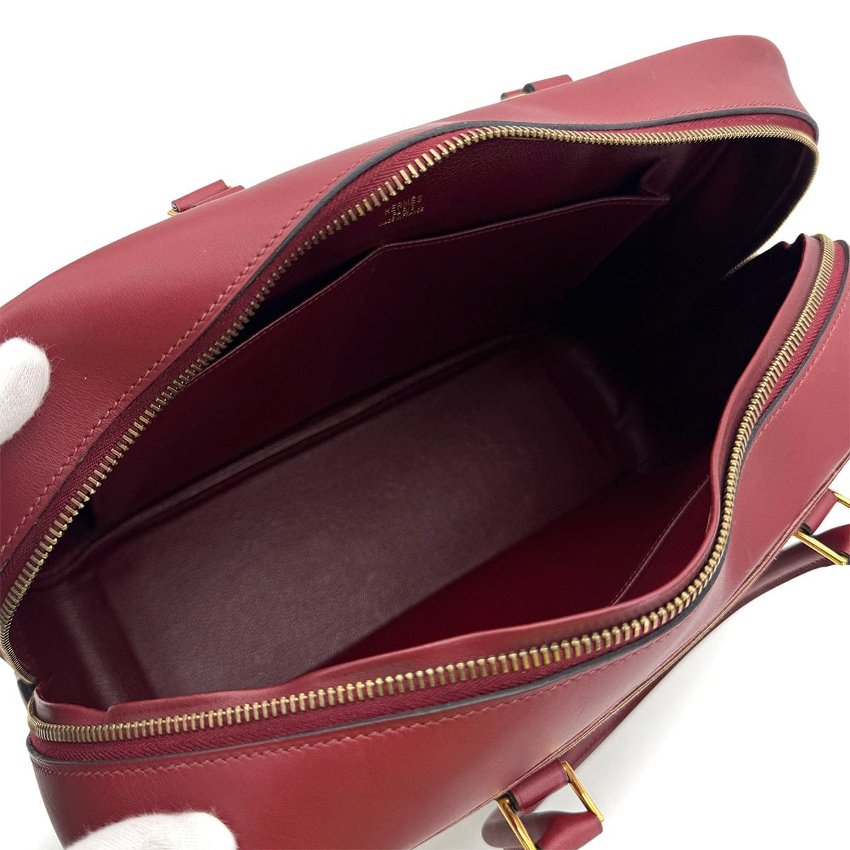 Luxury Promise Japan HERMES PLUME 32 ROUGE H CHAMONIX VIBRATO HAND BAG □E GOLD HARDWARE 90307993