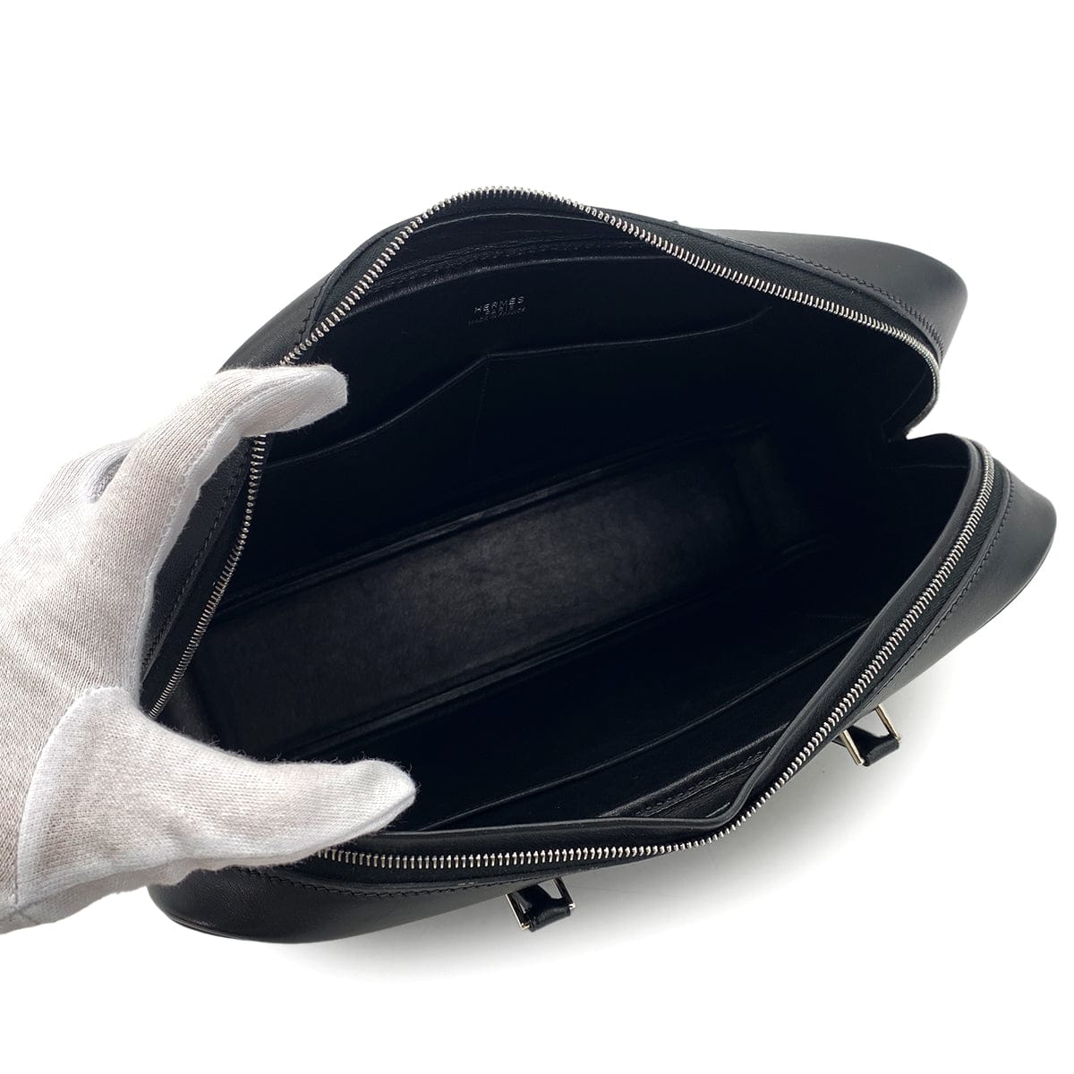 Luxury Promise Japan HERMES PLUME ELAN 28 BLACK BOX CALF HAND BAG □G PHW 90306567