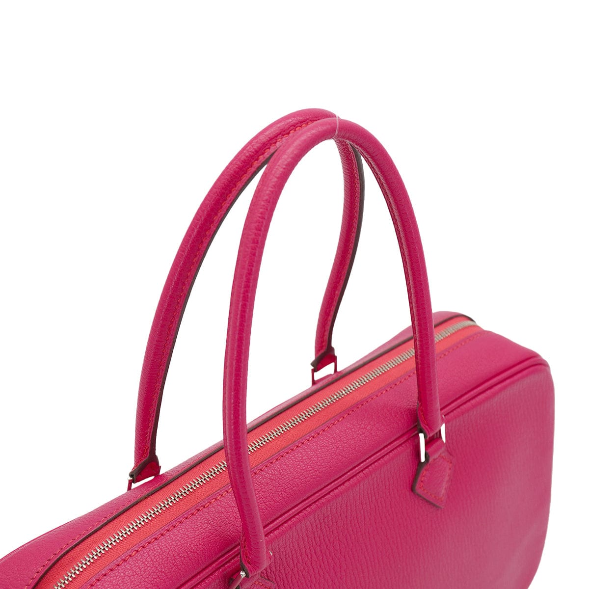 Luxury Promise Japan HERMES PLUME ELAN 28 FUCHSIA PINK CHEVRE HAND BAG 2006 SQUARE J PALLADIUM HARDWARE 90335834