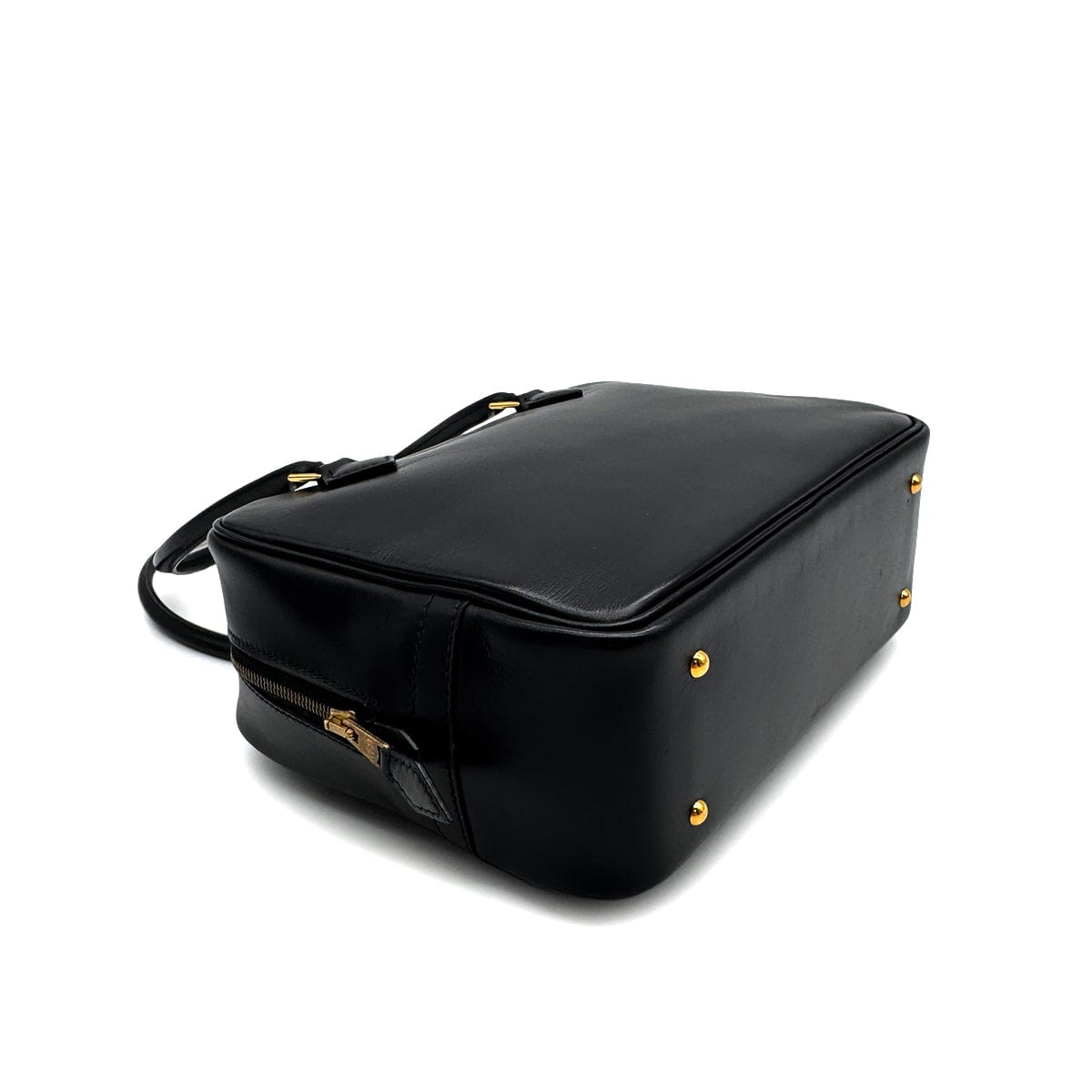 Luxury Promise Japan HERMES PLUME MINI BLACK BOX CALF HAND BAG 1994 CIRCLE X GOLD HARDWARE 90323520