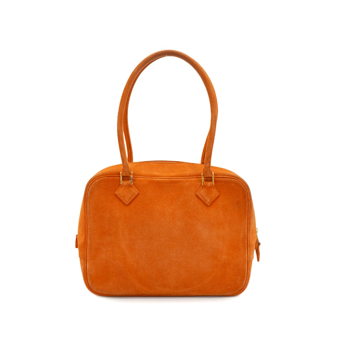 Luxury Promise Japan HERMES PLUME MINI ORANGE DOBLIS HAND BAG 2004 SQUARE H GOLD HARDWARE 90343414