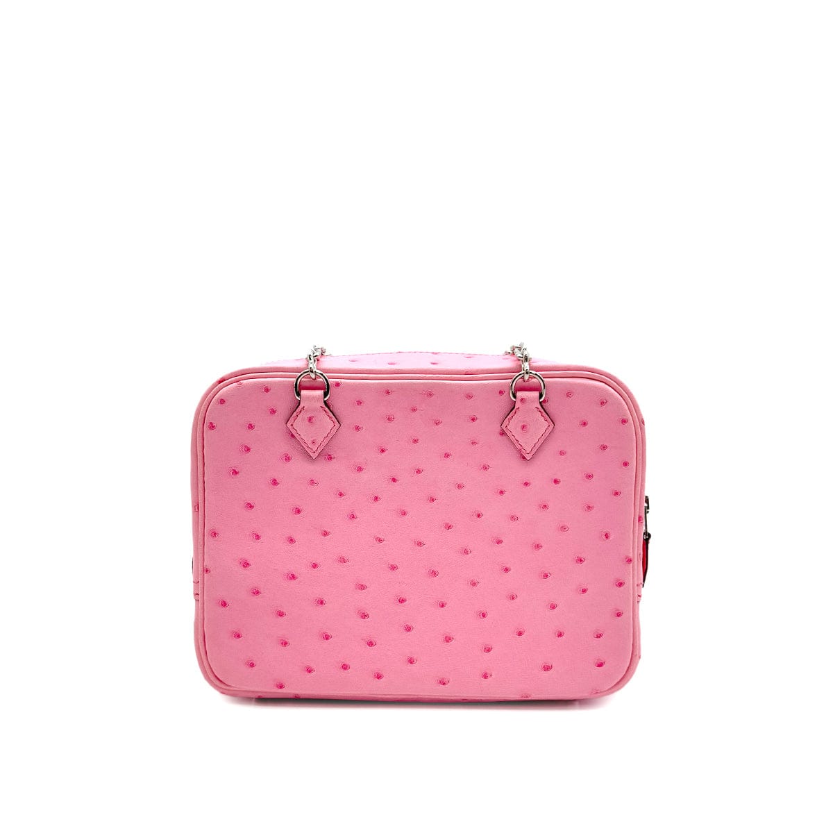 Luxury Promise Japan HERMES PLUME MINI ROSE BUBBLEGUM OSTRICH CHAIN HAND BAG 2025 K STAMP PALLADIUM HARDWARE 90316993