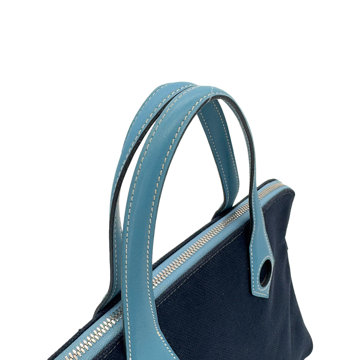 Luxury Promise Japan HERMES SAC HEEBOO PM BLUE MARINE BLUE JEAN TOILE H SWIFT HAND BAG □J 90291375