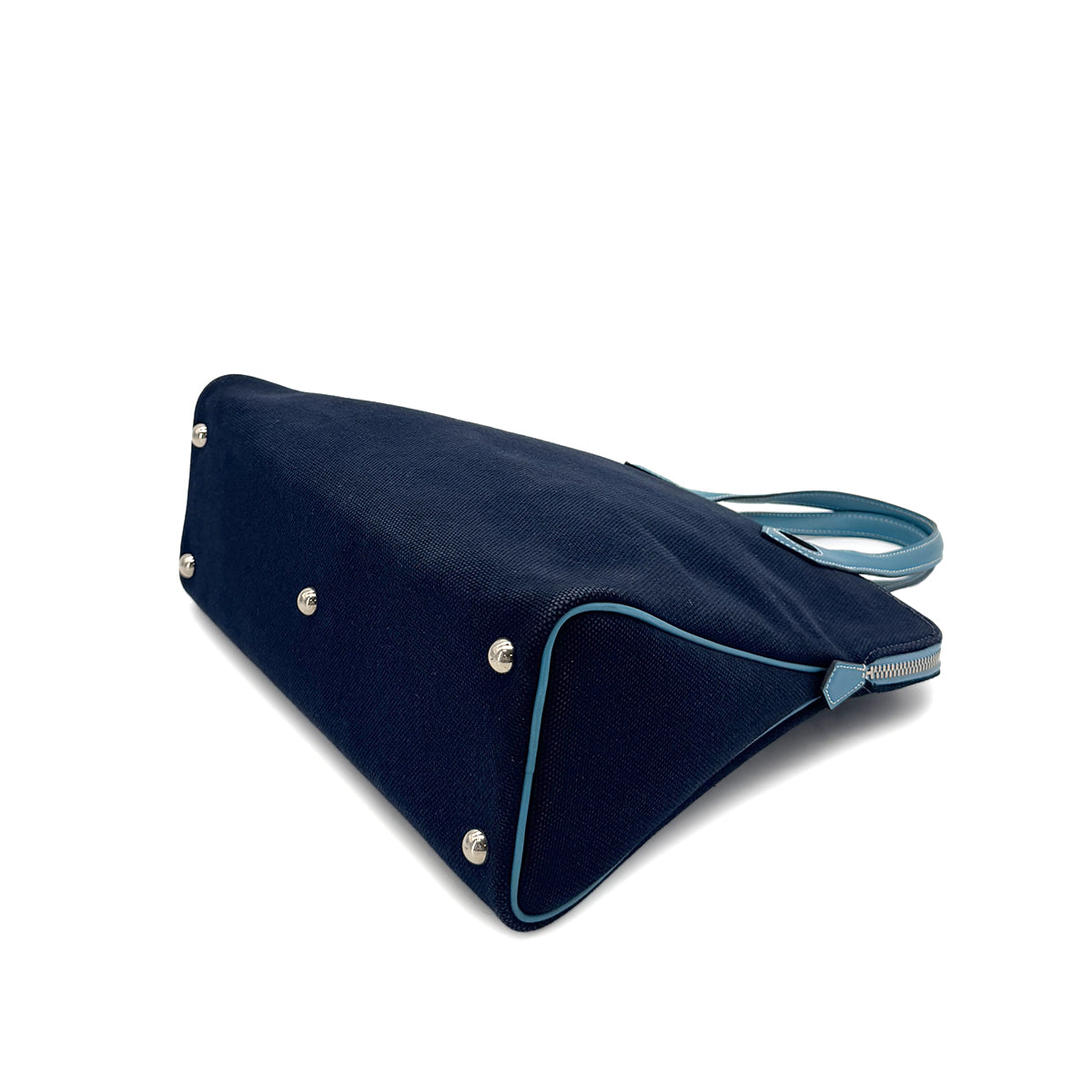 Luxury Promise Japan HERMES SAC HEEBOO PM BLUE MARINE BLUE JEAN TOILE H SWIFT HAND BAG □J 90291375