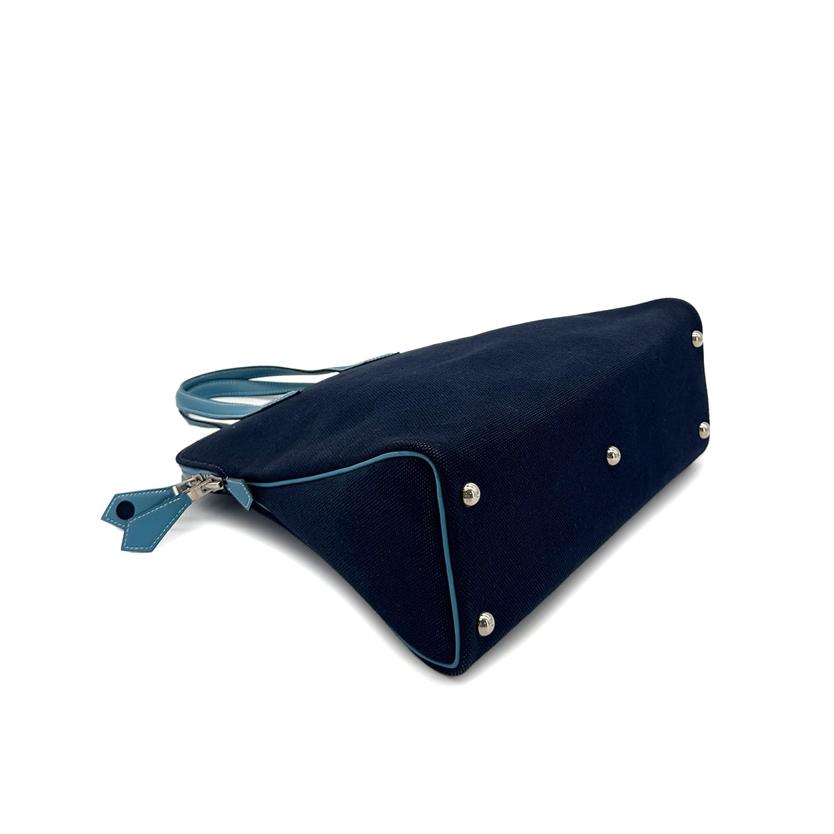 Luxury Promise Japan HERMES SAC HEEBOO PM BLUE MARINE BLUE JEAN TOILE H SWIFT HAND BAG □J 90291375