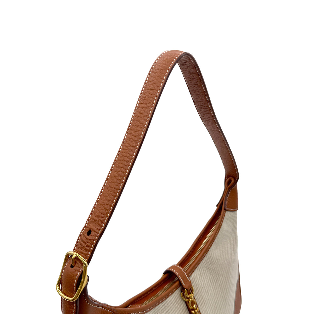Luxury Promise Japan HERMES TRIM 31 FAUVE TOGO TOILE H SHOULDER BAG □F GHW 90302332