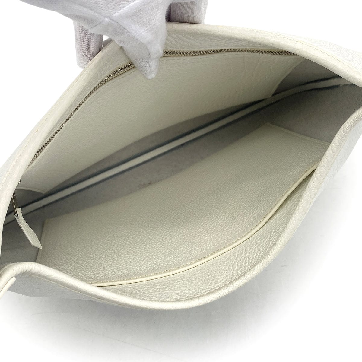 Luxury Promise Japan HERMES TRIM 31 WHITE TAURILLON CLEMENCE SHOULDER BAG 2006 SQUARE J PALLADIUM HARDWARE 90327296