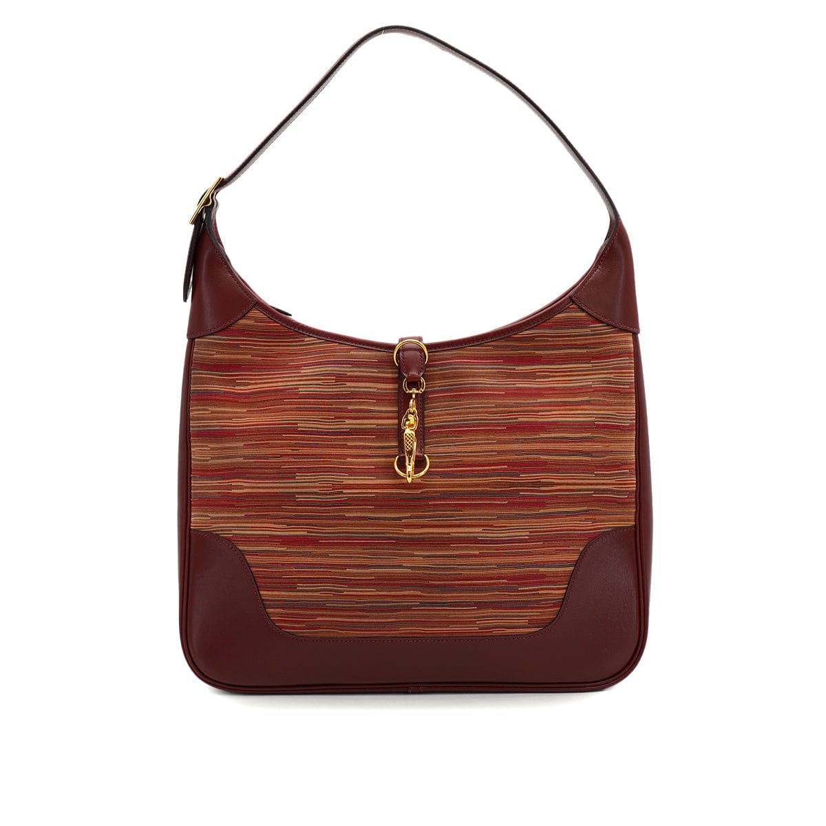 Luxury Promise Japan HERMES TRIM 35 ROUGE H VIBRATO BOX CALF SHOULDER BAG 2001 SQUARE E GOLD HARDWARE 90326784