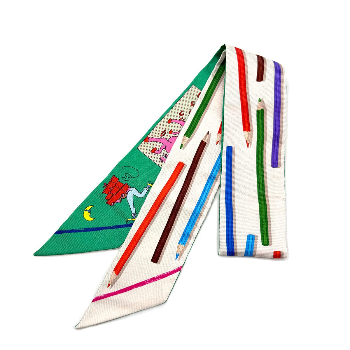 Luxury Promise Japan HERMES TWILLY A VOS CRAYONS ET CARRE LIBRE SCARF GREEN SILK 90295844