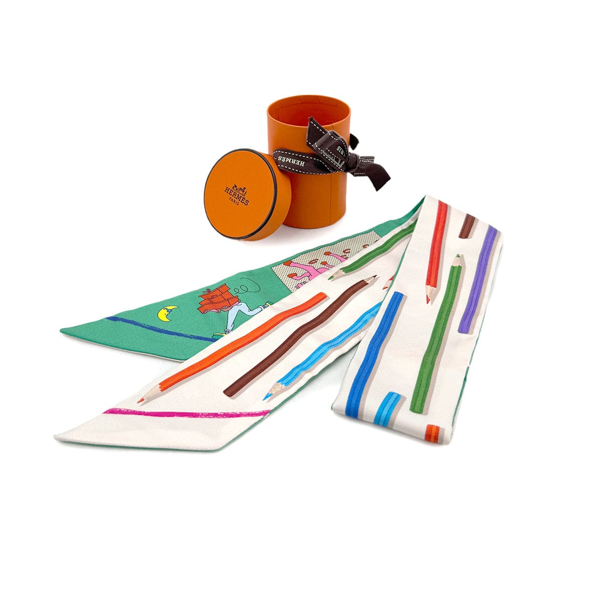 Luxury Promise Japan HERMES TWILLY A VOS CRAYONS ET CARRE LIBRE SCARF GREEN SILK 90295844