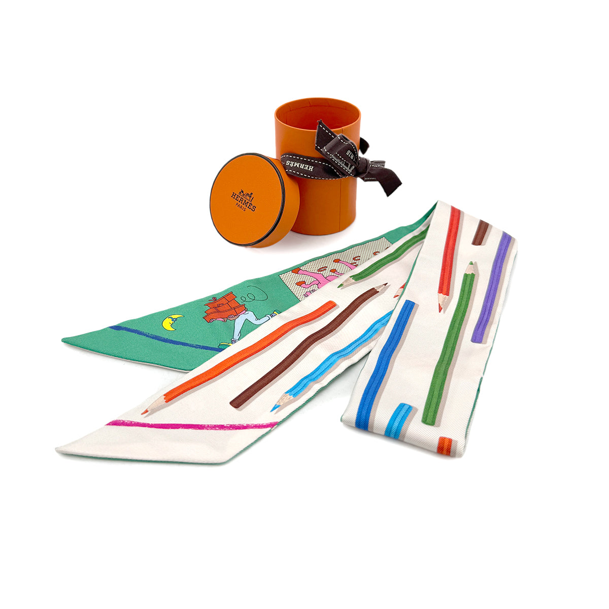 Luxury Promise Japan HERMES TWILLY A VOS CRAYONS ET CARRE LIBRE SCARF GREEN SILK 90295844