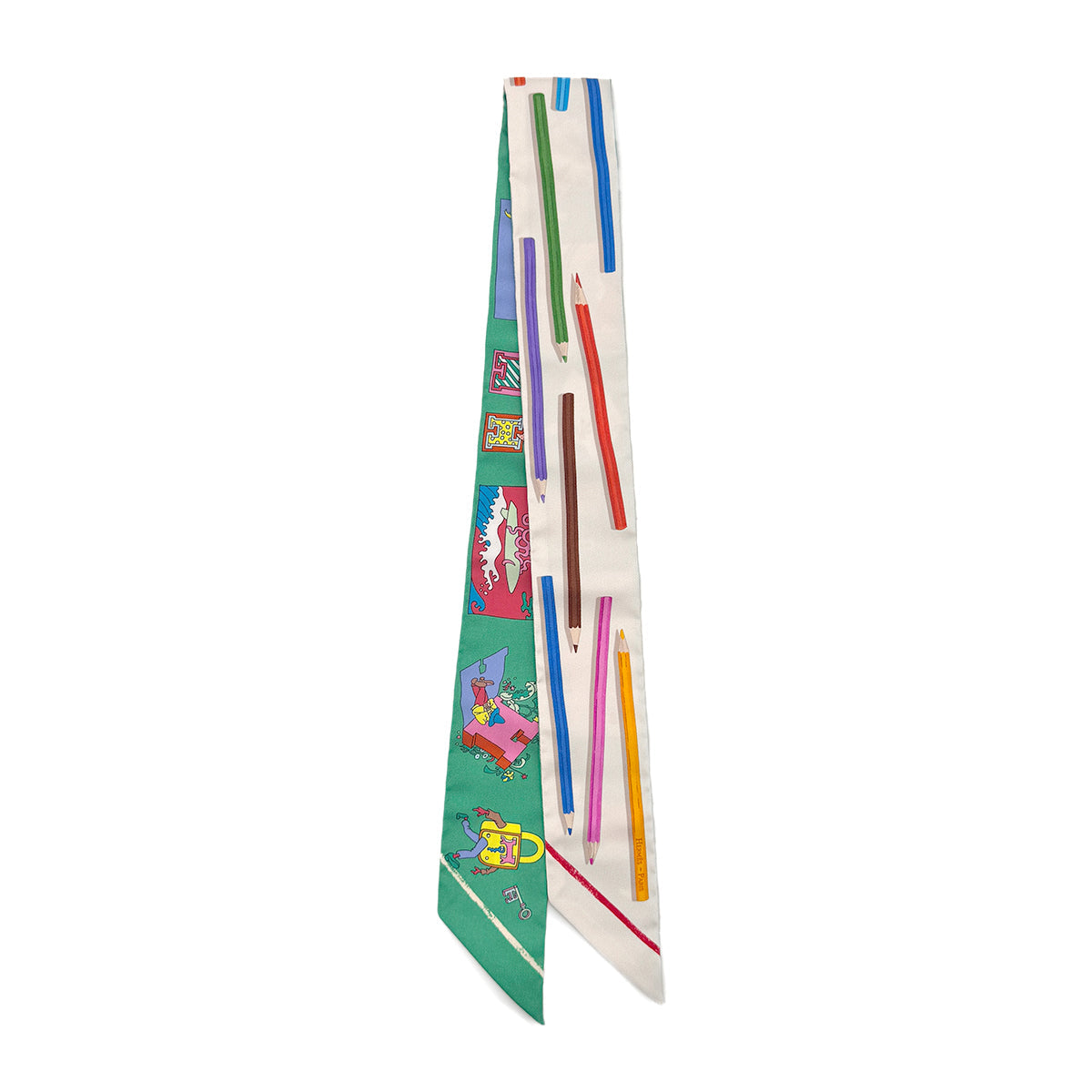 Luxury Promise Japan HERMES TWILLY A VOS CRAYONS ET CARRE LIBRE SCARF GREEN SILK 90295844