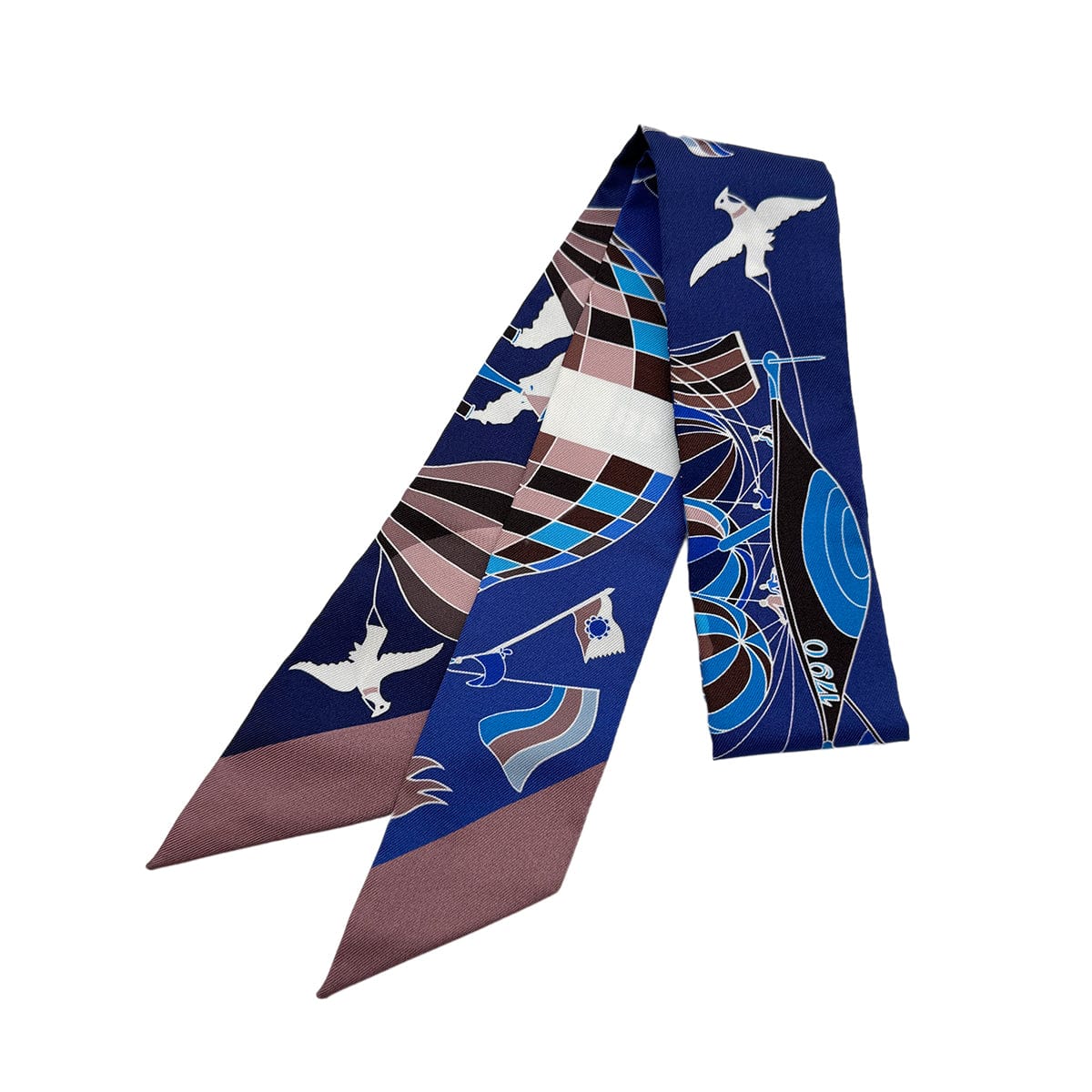 Luxury Promise Japan HERMES TWILLY LES FOLIES DU CIEL SCARF BLUE SILK 90295855