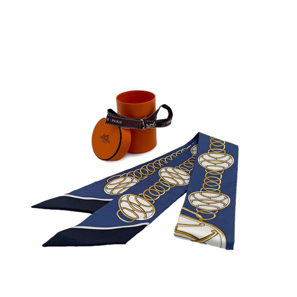 Luxury Promise Japan HERMES TWILLY LIFT PROFILE SCARF BLUE YELLOW SILK 90295852