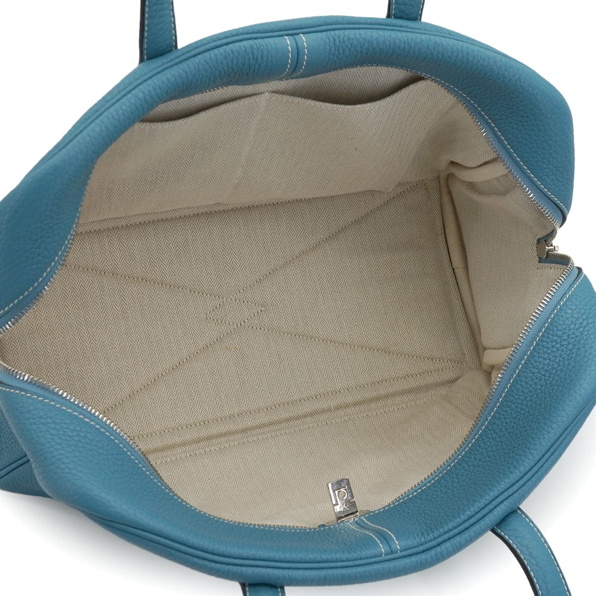 Luxury Promise Japan HERMES VICTORIA 35 BLUE JEAN TAURILLON CLEMENCE HAND BAG 2010 SQUARE N PALLADIUM HARDWARE 90335796