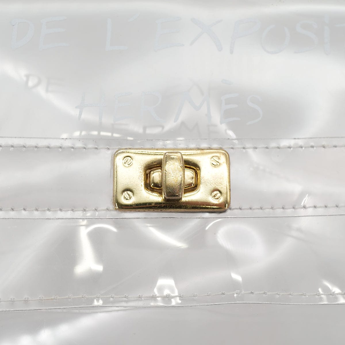 Luxury Promise Japan HERMES VINYL KELLY SOUVENIR DE L' EXPOSITION 1997 CLEAR HAND BAG GOLD HARDWARE 90326843