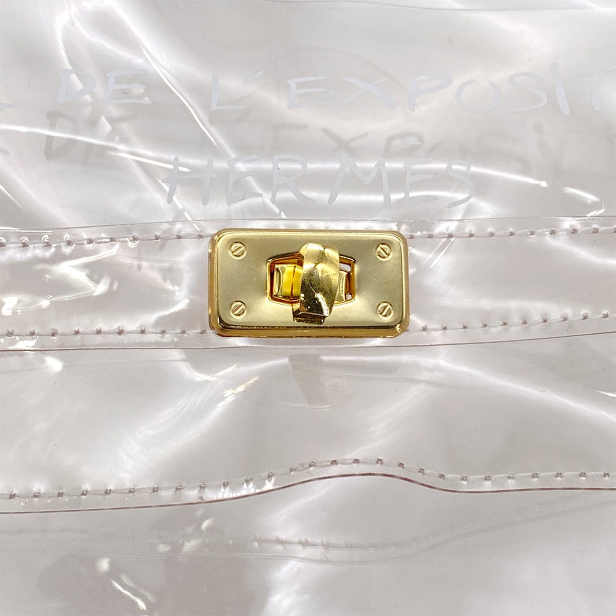Luxury Promise Japan HERMES VINYL KELLY SOUVENIR DE L' EXPOSITION 1997 CLEAR HAND BAG GOLD HARDWARE 90327388