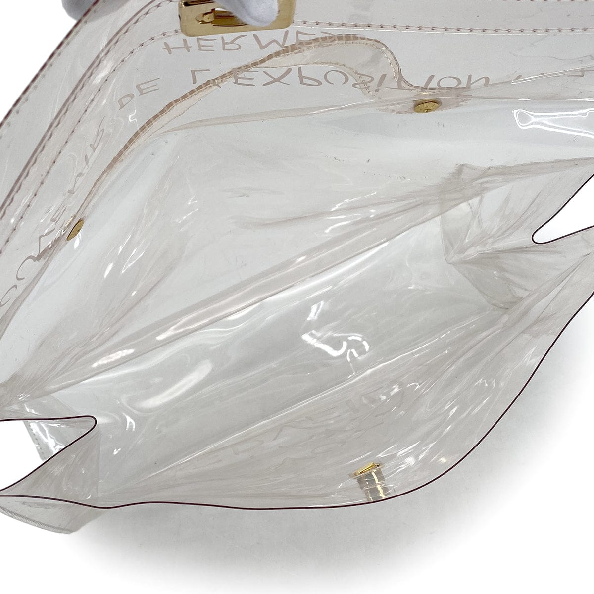 Luxury promise Japan HERMES VINYL KELLY SOUVENIR DE L' EXPOSITION 1997 CLEAR HAND BAG GOLD HARDWARE 90327408