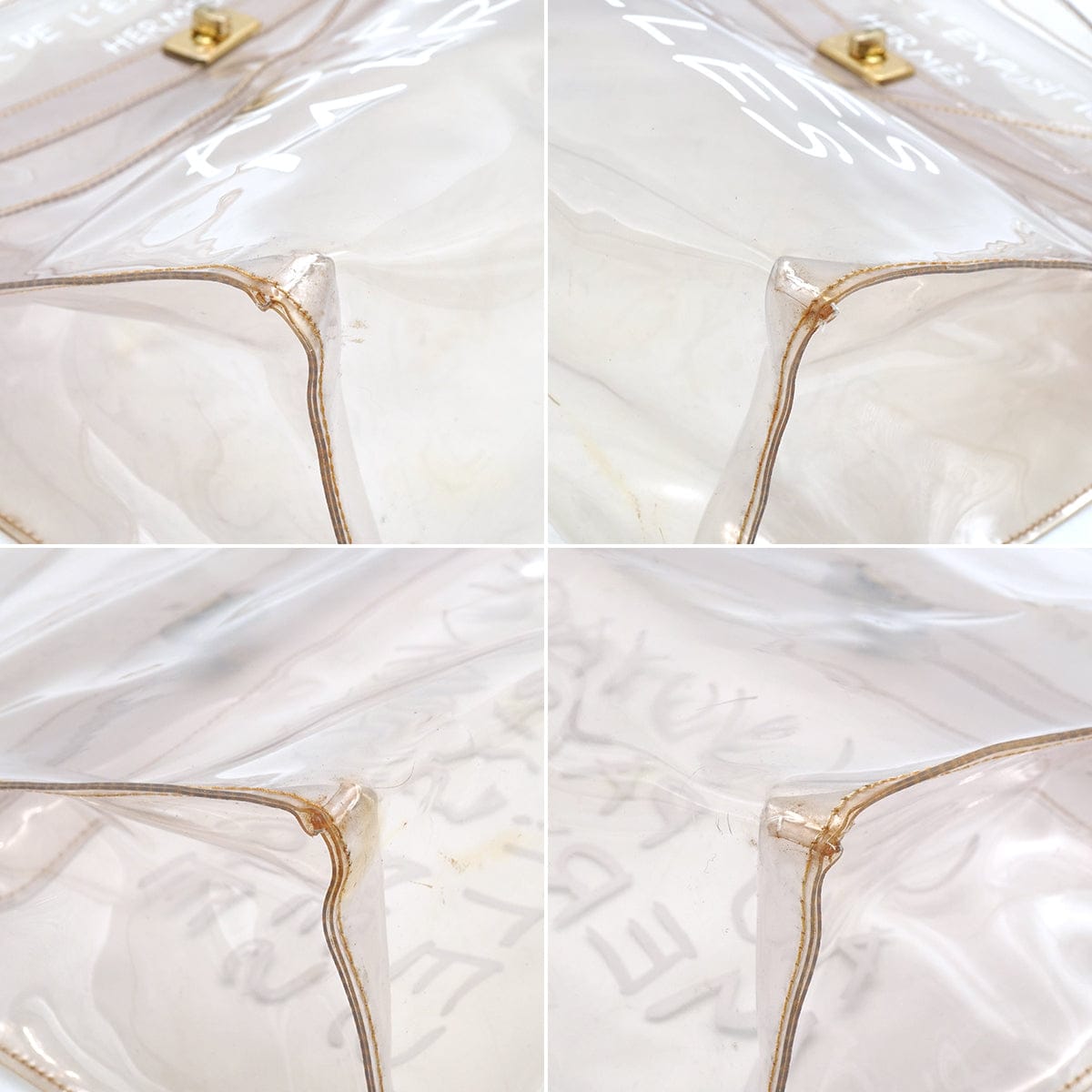 Luxury Promise Japan HERMES VINYL KELLY SOUVENIR DE L' EXPOSITION 1997 CLEAR HAND BAG GOLD HARDWARE 90335762