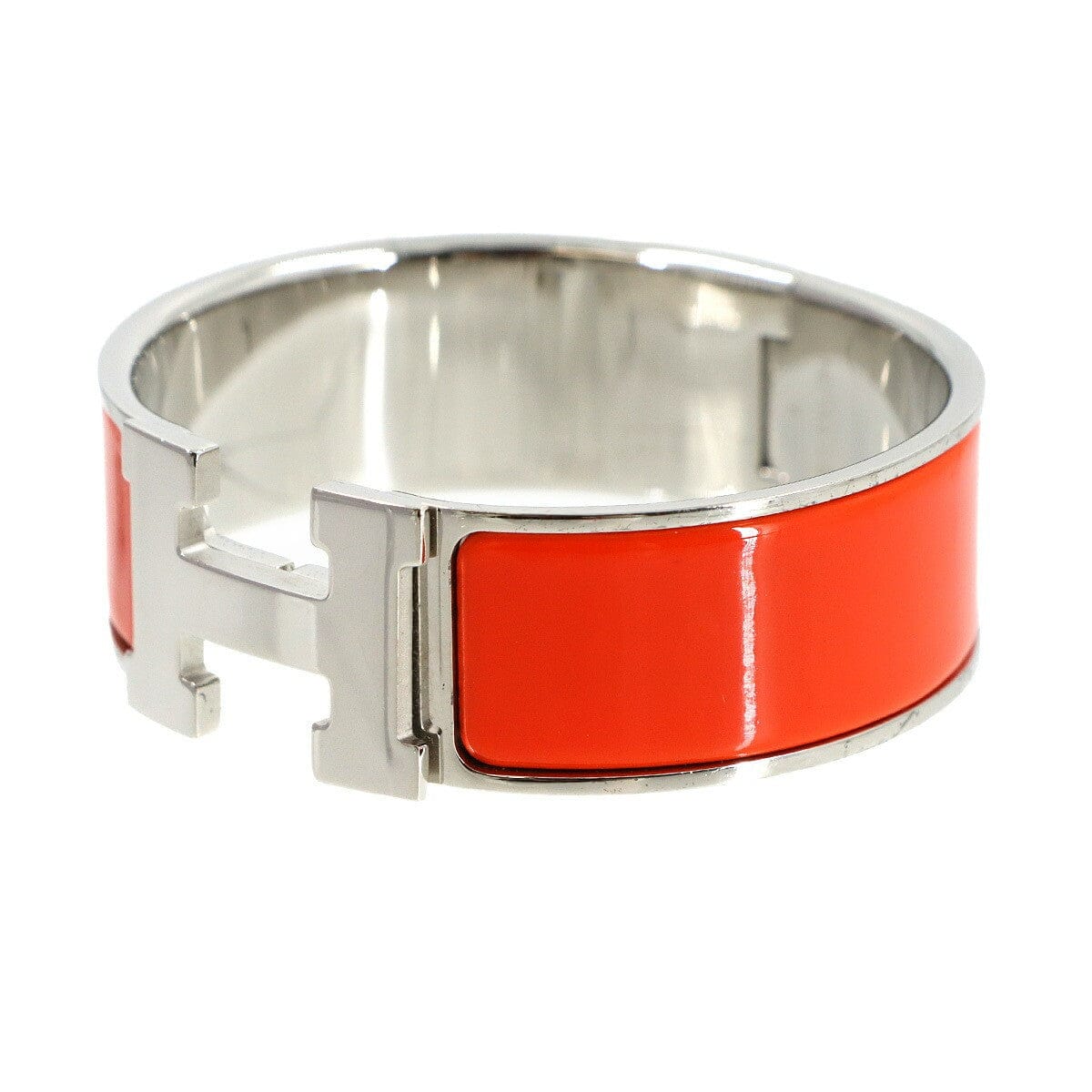 Luxury Promise Japan HERMES Clic Clac H Bangle Orange Silver Accessory 90317159