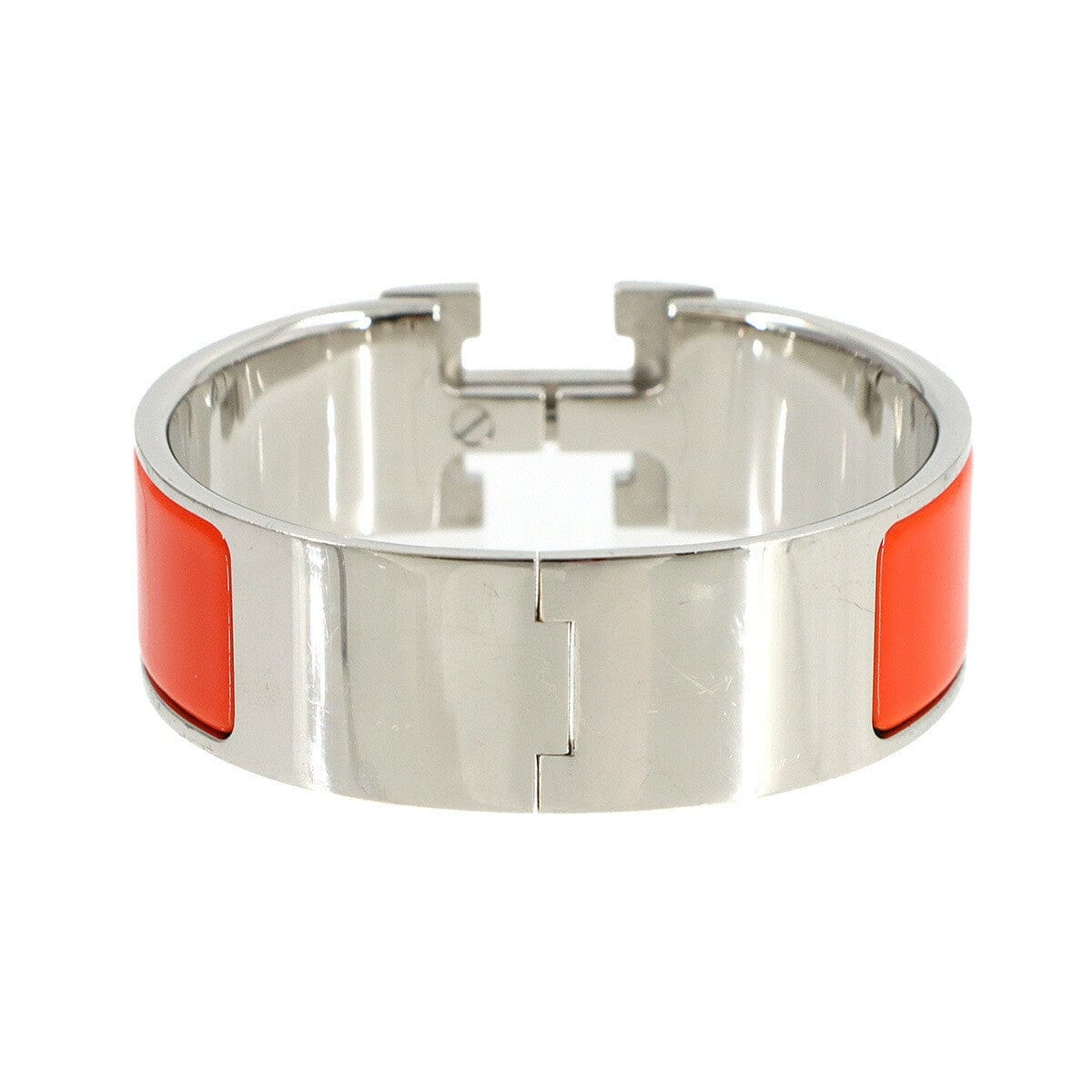 Luxury Promise Japan HERMES Clic Clac H Bangle Orange Silver Accessory 90317159