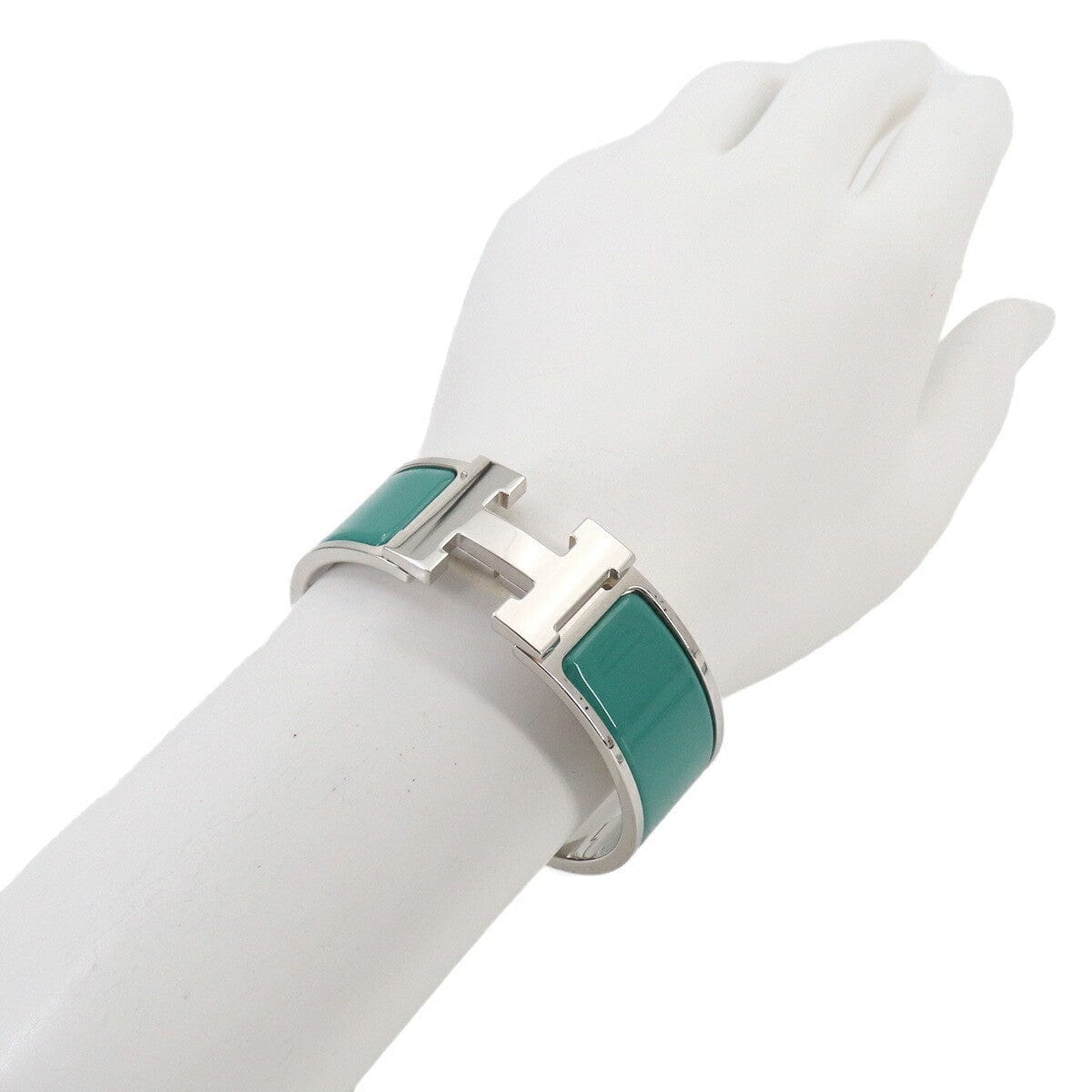 Luxury Promise Japan HERMES Clic Clac H PM Bangle Green Silver Accessory 90325474
