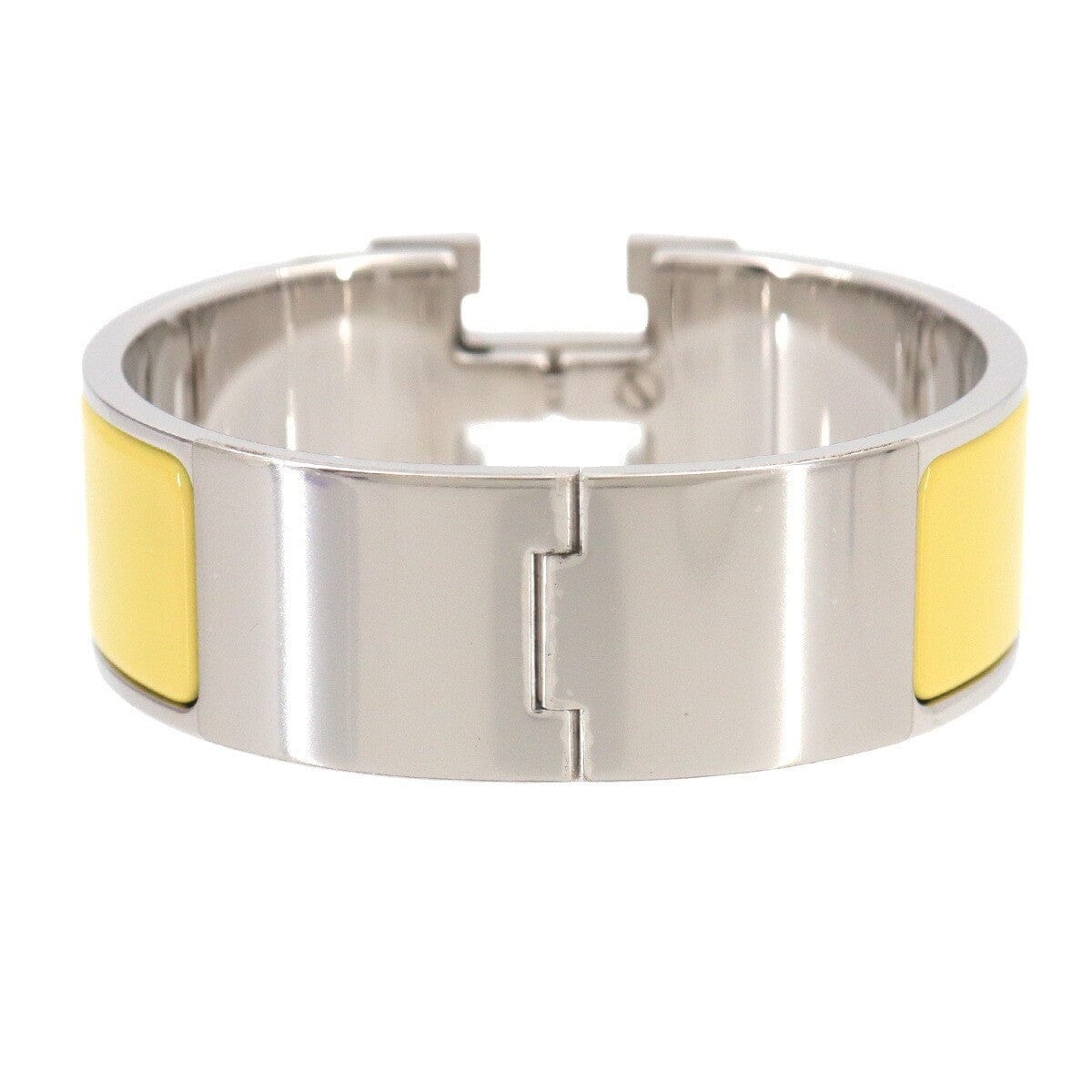 Luxury Promise Japan HERMES Clic Clac H PM Bangle White Jaune citron Silver Accessory 90325473