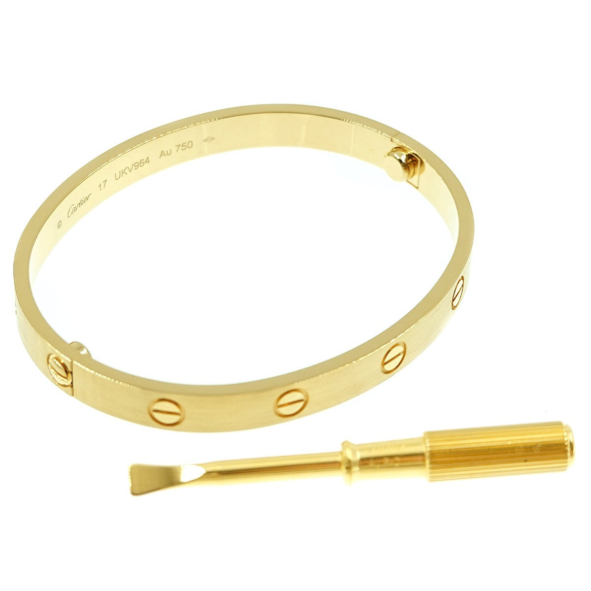 Luxury Promise Japan Cartier Love Bracelet 18K Yellow Gold 750 brushed Size17 90276170