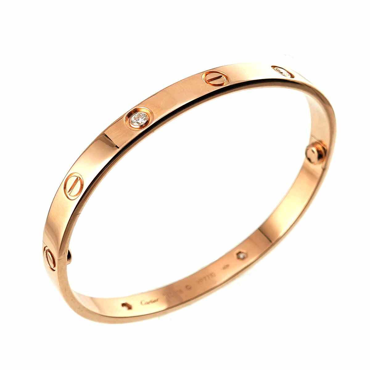 Luxury Promise Japan Cartier Love Bracelet Bangle Diamond 4P 18K Pink Gold 750 Size18 90270701