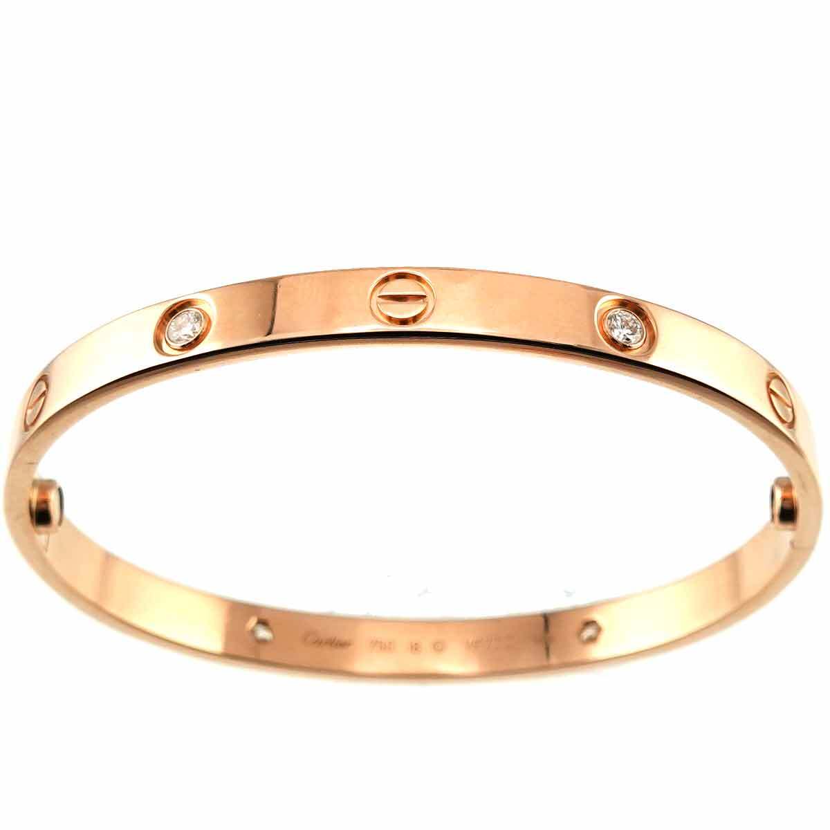 Luxury Promise Japan Cartier Love Bracelet Bangle Diamond 4P 18K Pink Gold 750 Size18 90270701