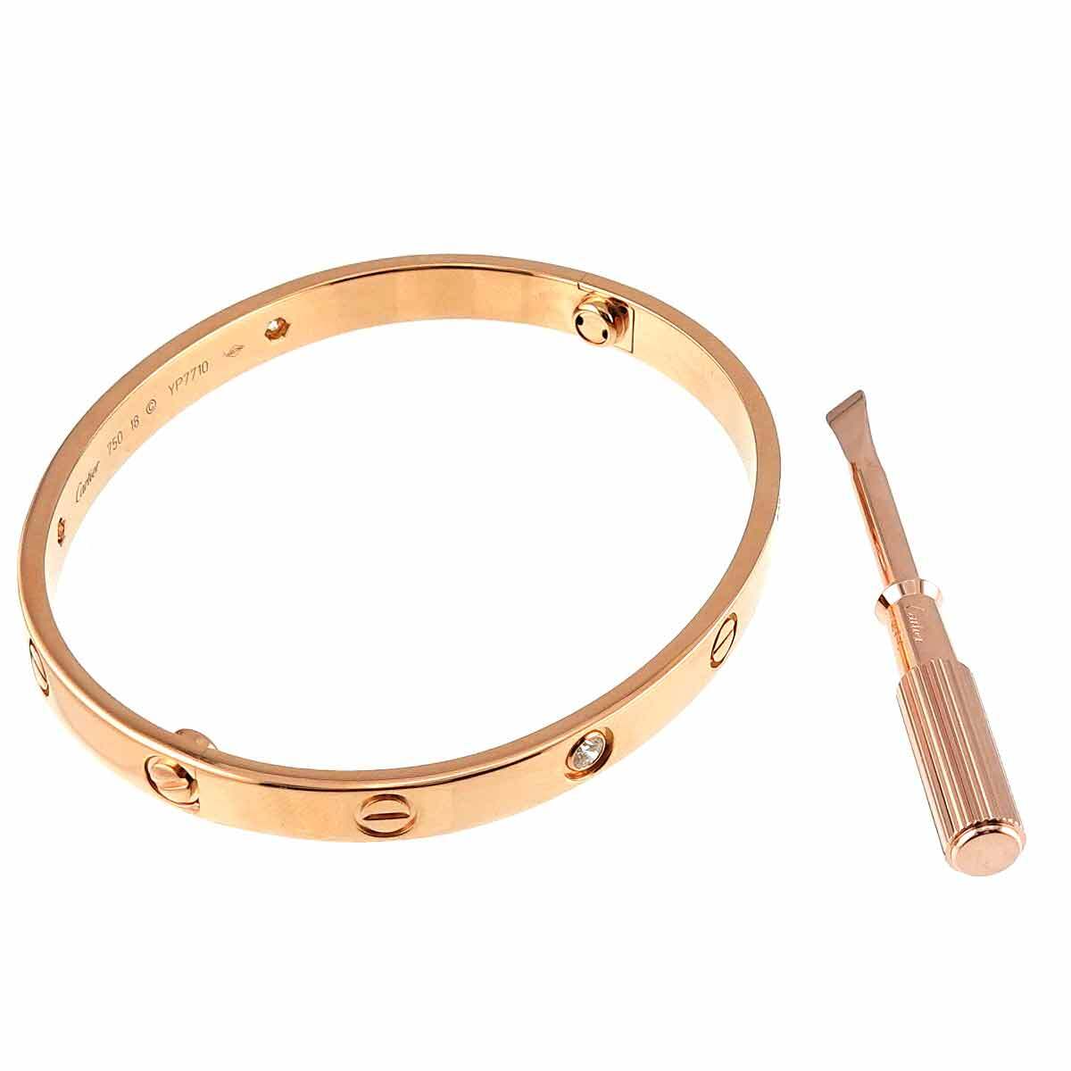 Luxury Promise Japan Cartier Love Bracelet Bangle Diamond 4P 18K Pink Gold 750 Size18 90270701