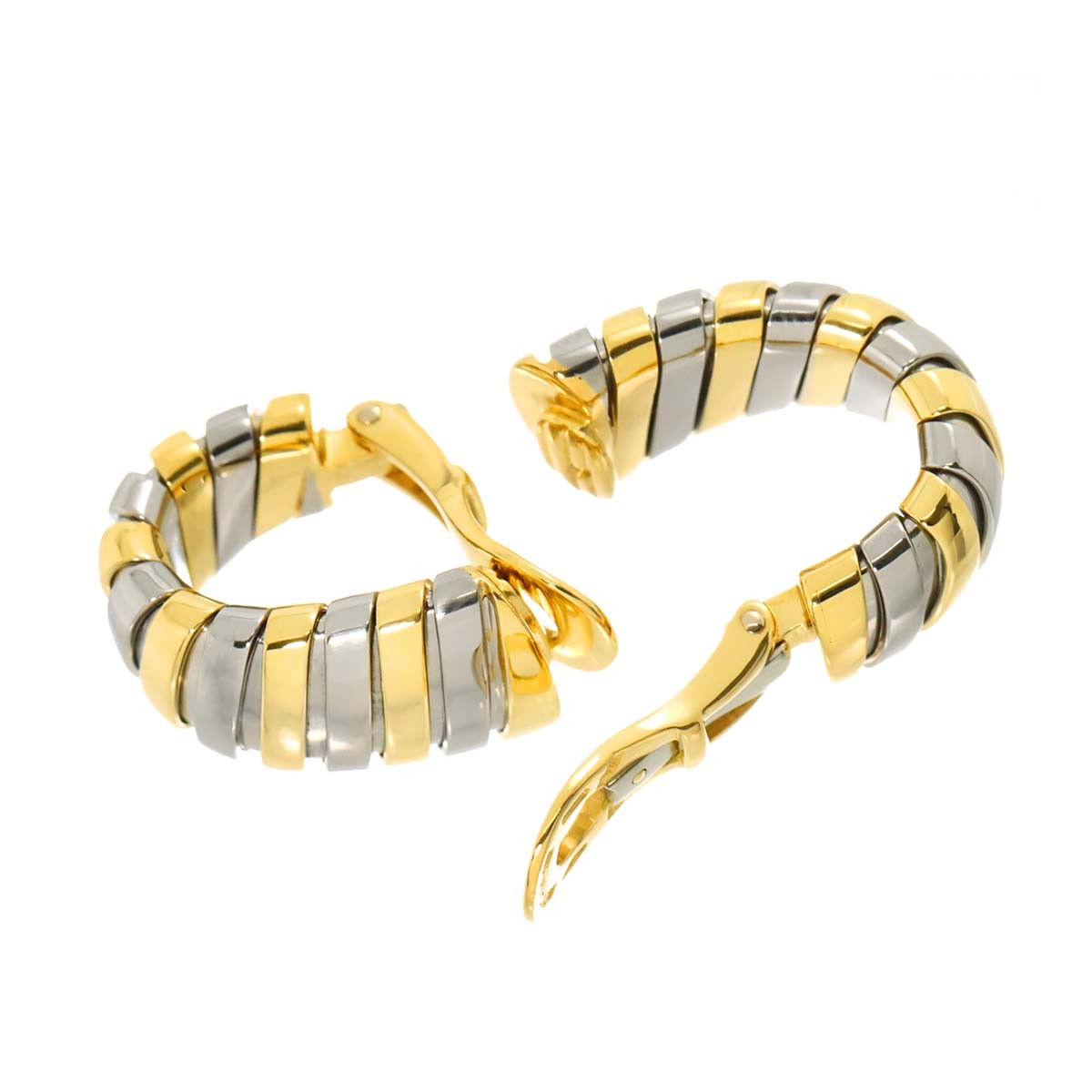Luxury Promise Japan BVLGARI Tubogas Earring Clip-on 18K YG 750 SS 90297351