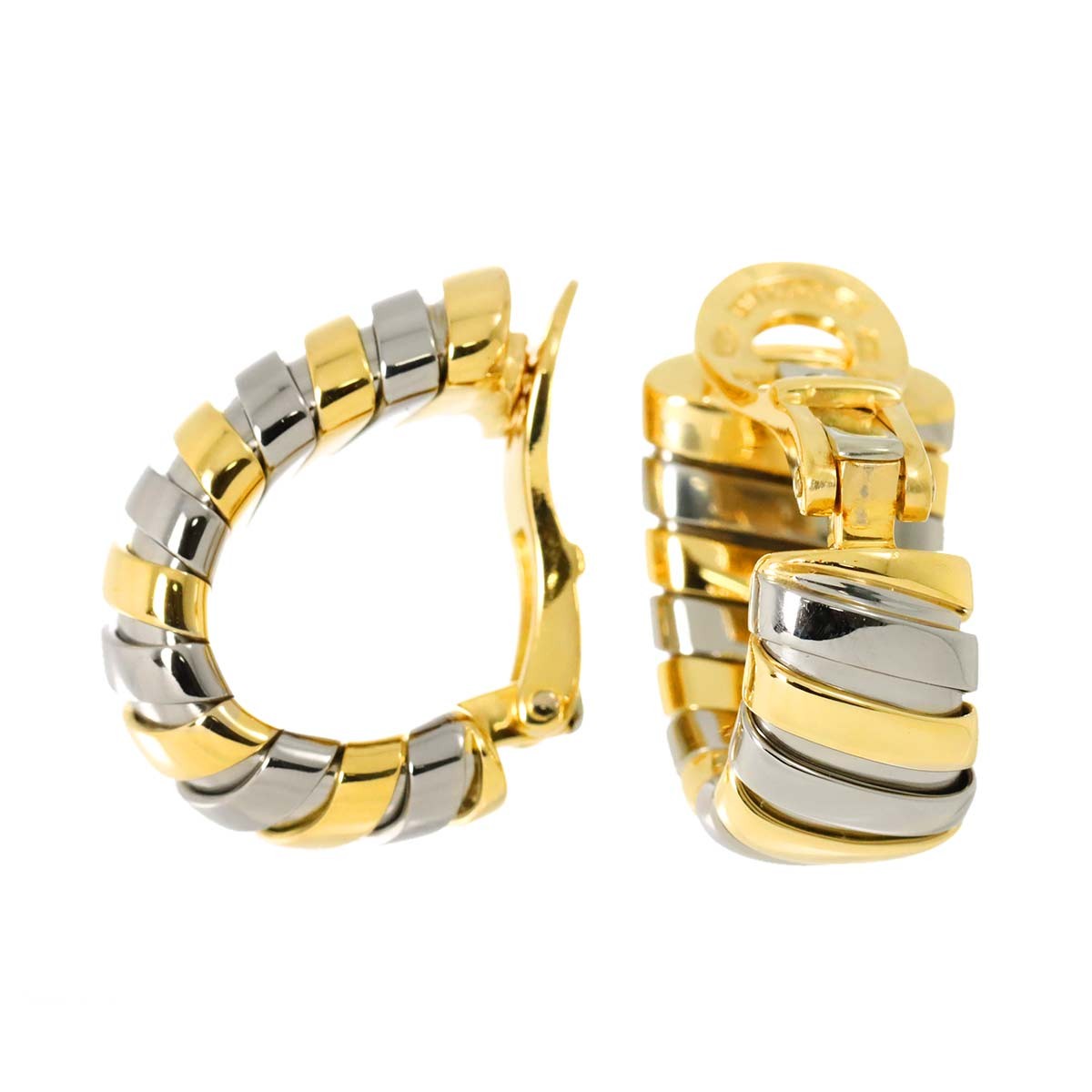 Luxury Promise Japan BVLGARI Tubogas Earring Clip-on 18K YG 750 SS 90297351
