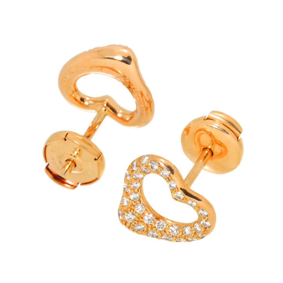 Luxury Promise Japan TIFFANY Co. Open Heart Diamond Earrings Pierced 18K Pink Gold 750 90278603