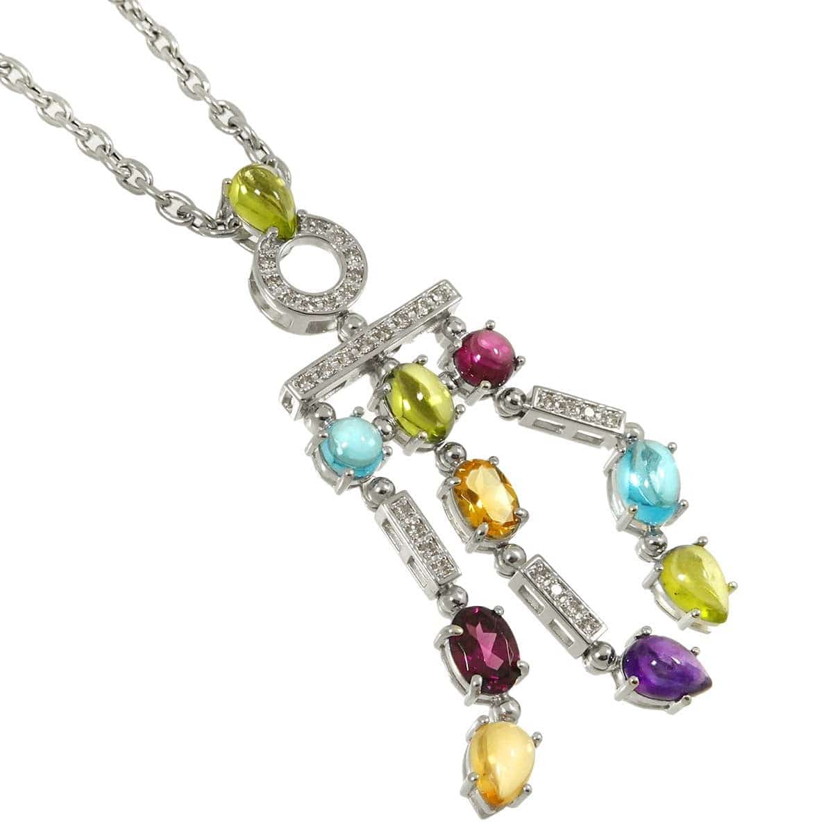 Luxury Promise Japan Diamond 0.32ct Multi Stone Necklace 18K WG White Gold 750 90295586