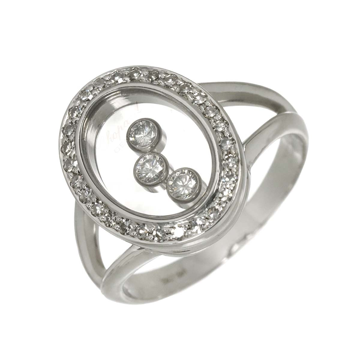 Luxury Promise Japan Chopard Happy Diamond Ring 18K White Gold 750 Size6.25-6.5(US) 90292466
