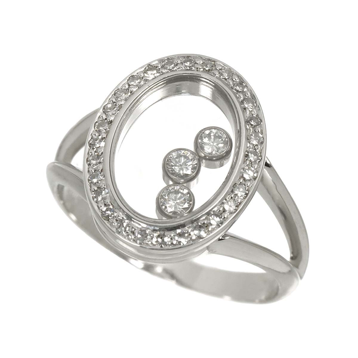 Luxury Promise Japan Chopard Happy Diamond Ring 18K White Gold 750 Size6.25-6.5(US) 90292466