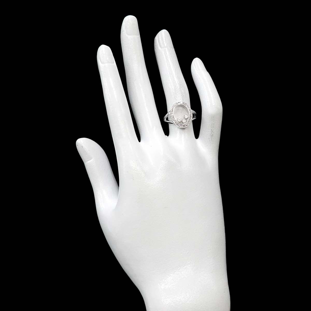 Luxury Promise Japan Chopard Happy Diamond Ring 18K White Gold 750 Size6.25-6.5(US) 90292466