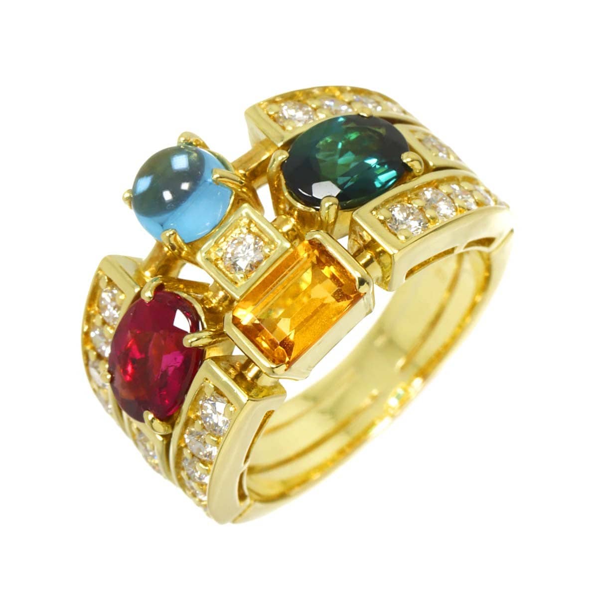 Luxury Promise Japan Multi Stone 3.15ct Diamond 0.78ct Ring 18K YG 750 Size6-6.25(US) 90297775