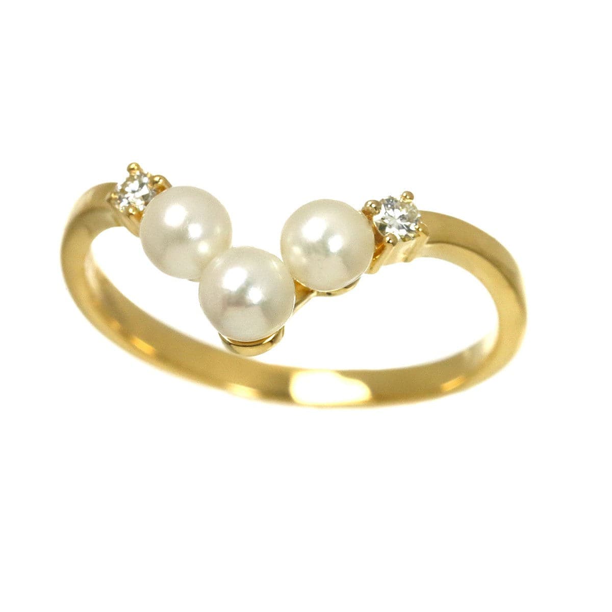 Luxury Promise Japan TASAKI Akoya Pearl Diamond 0.04ct Ring 18K YG Size5.5-5.75(US) 90328563