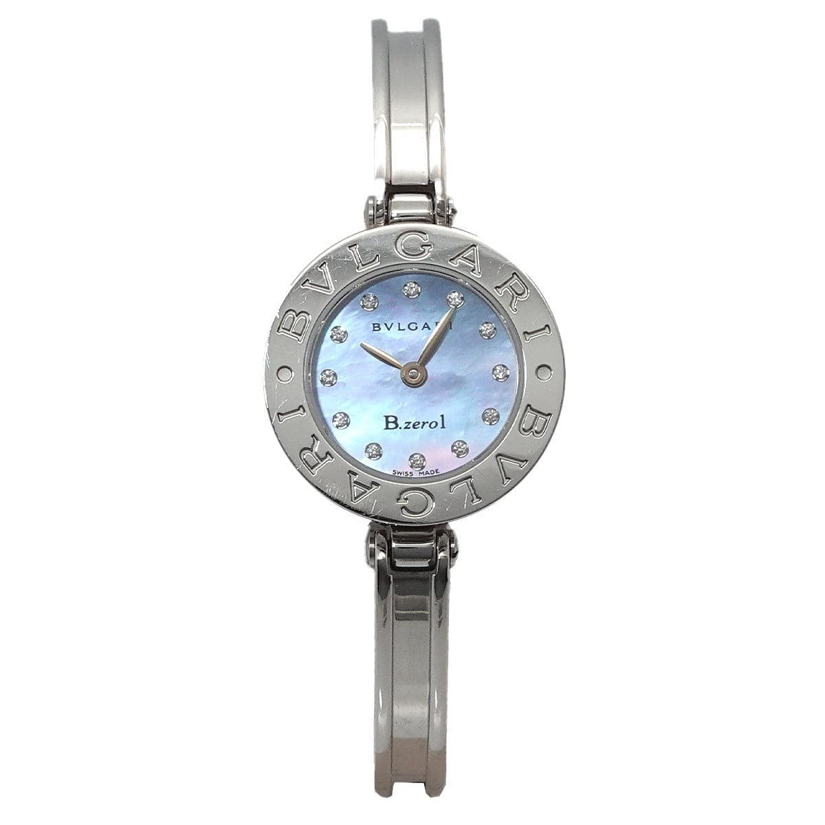 Luxury Promise Japan BVLGARI B-zero1 BZ23S 12P Diamond Quartz Blue shell Dial Ladies Watch 90332640