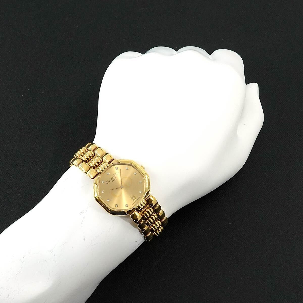 Luxury Promise Japan Christian Dior Depose 45.154 Quartz Date Gold Dial Mens Watch 90275629